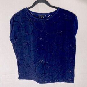 5/$25 RW&CO. Blue Semi Sheer Short Sleeve Blouse M